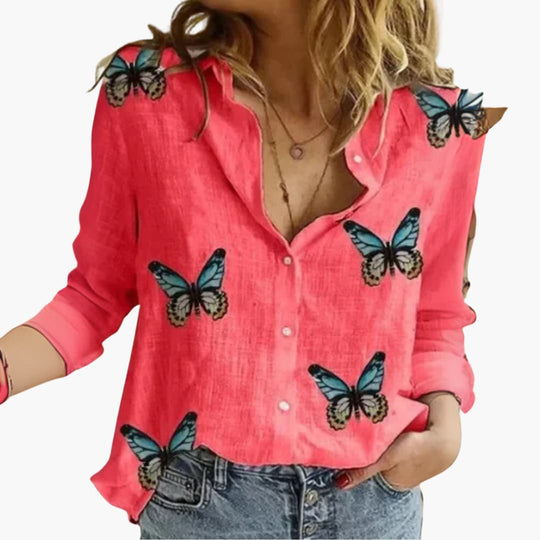Vintage Floral Blouse - Women's Retro Style Button Shirt