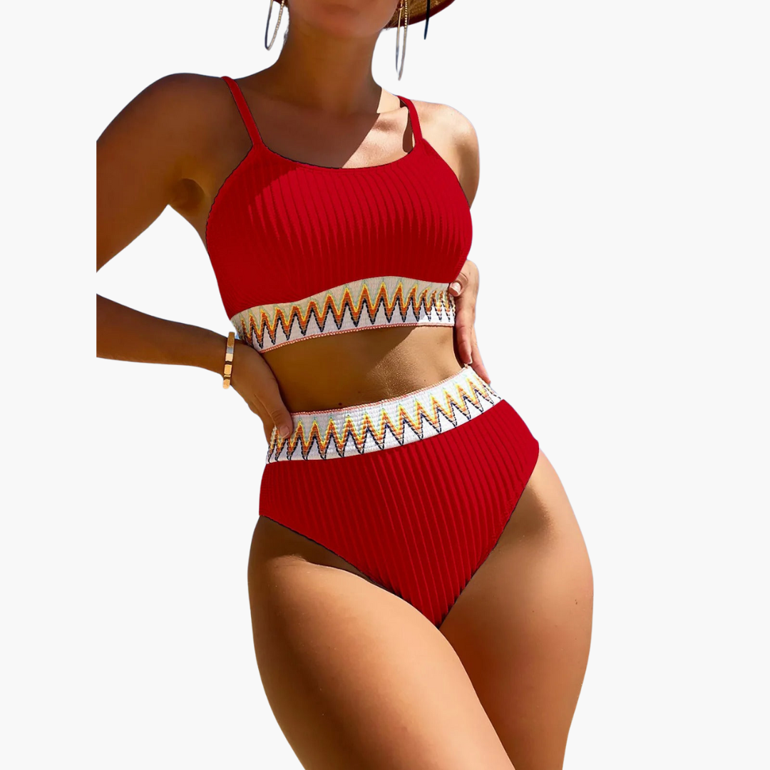Ribbed High Waist Bikini - Women’s Flattering Swimwear Set