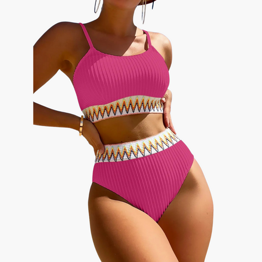 Ribbed High Waist Bikini - Women’s Flattering Swimwear Set