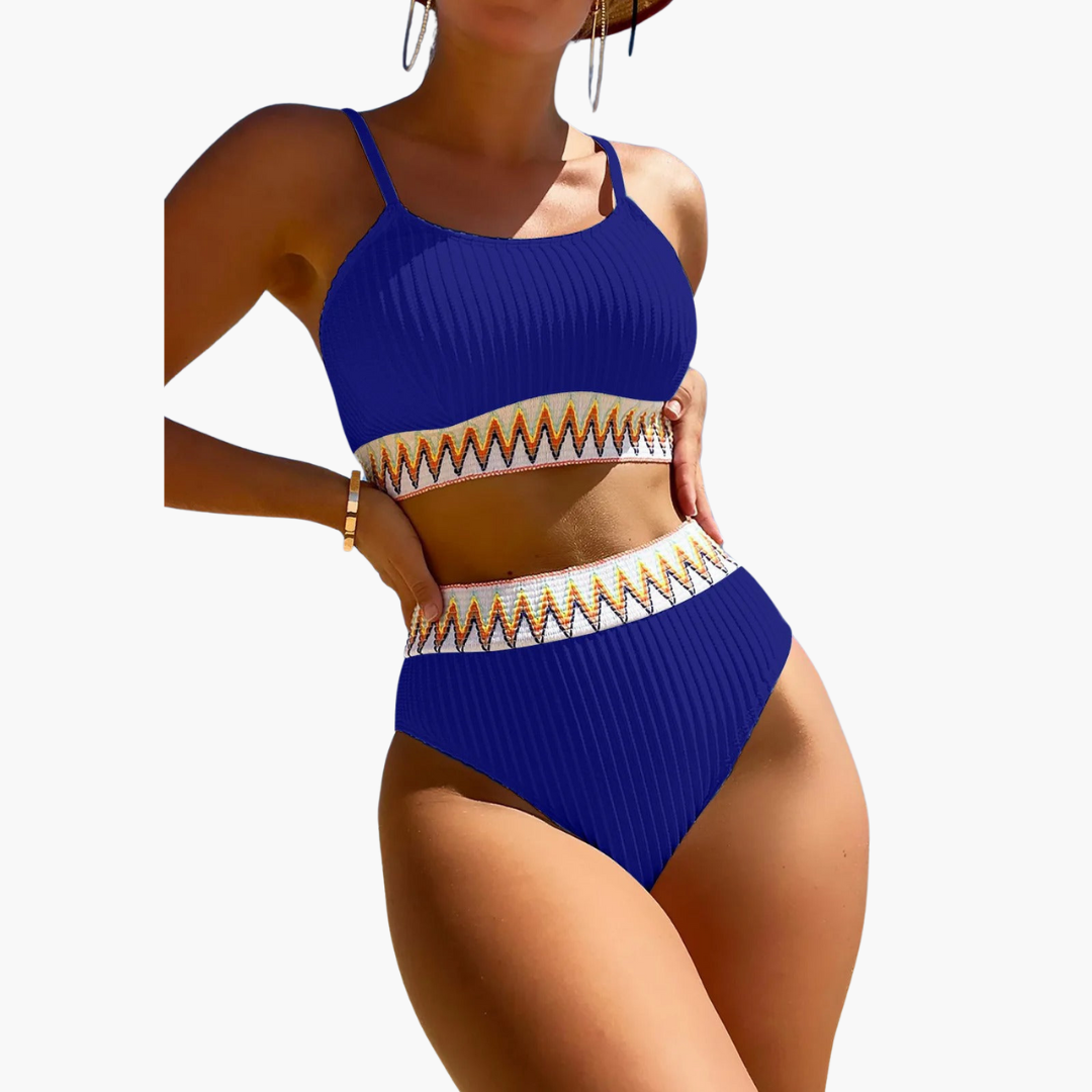Ribbed High Waist Bikini - Women’s Flattering Swimwear Set