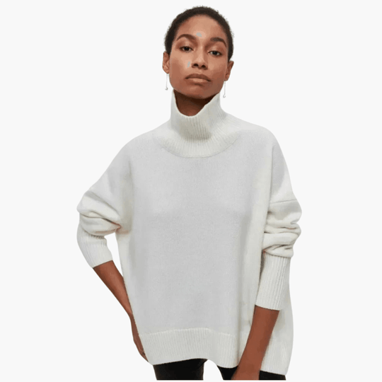 Slim Fit Turtleneck Jumper for Women - Ribbed Knit Style