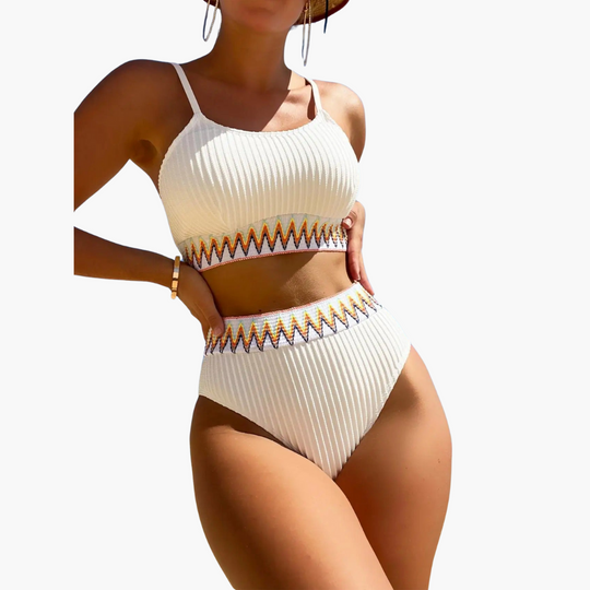 Ribbed High Waist Bikini - Women’s Flattering Swimwear Set
