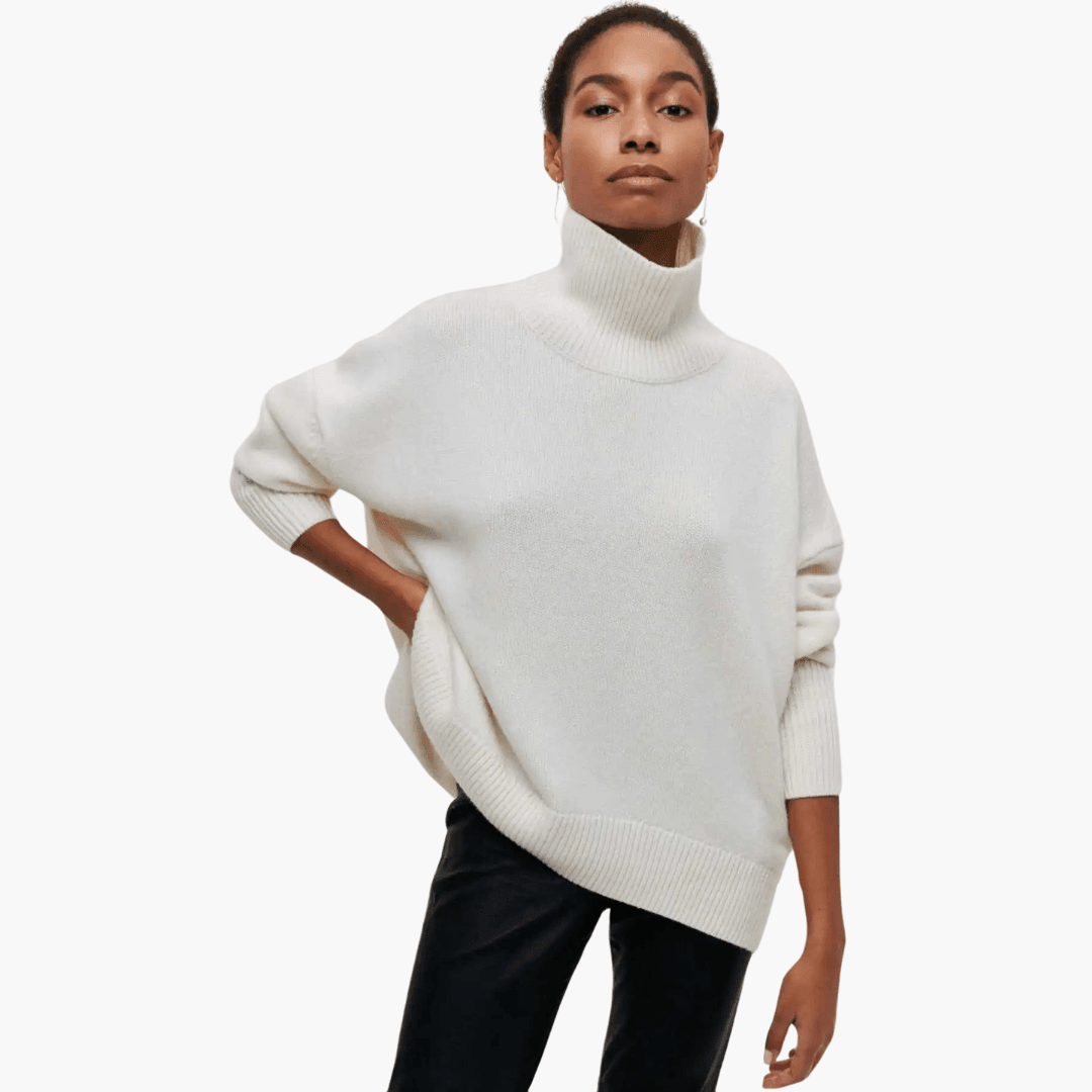 Slim Fit Turtleneck Jumper for Women - Ribbed Knit Style