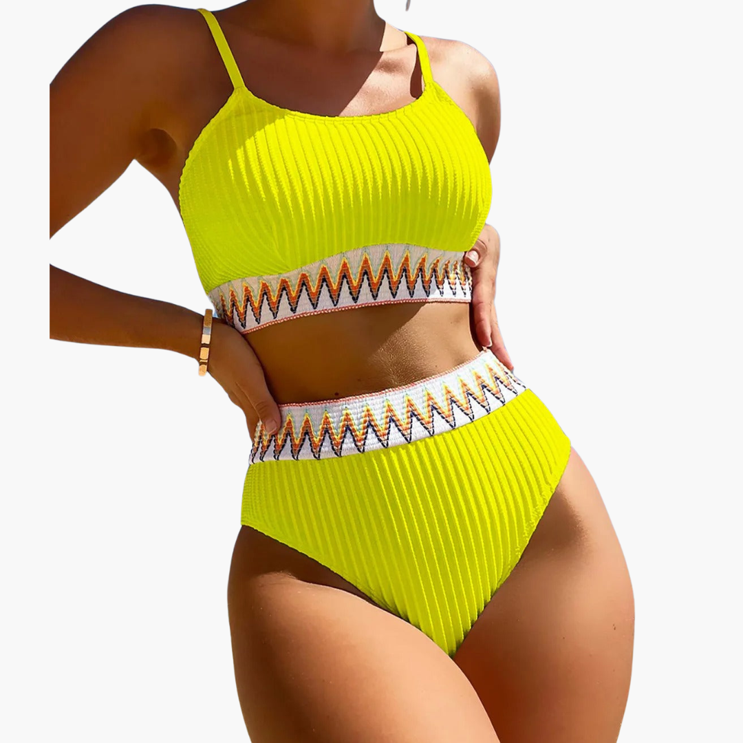 Ribbed High Waist Bikini - Women’s Flattering Swimwear Set