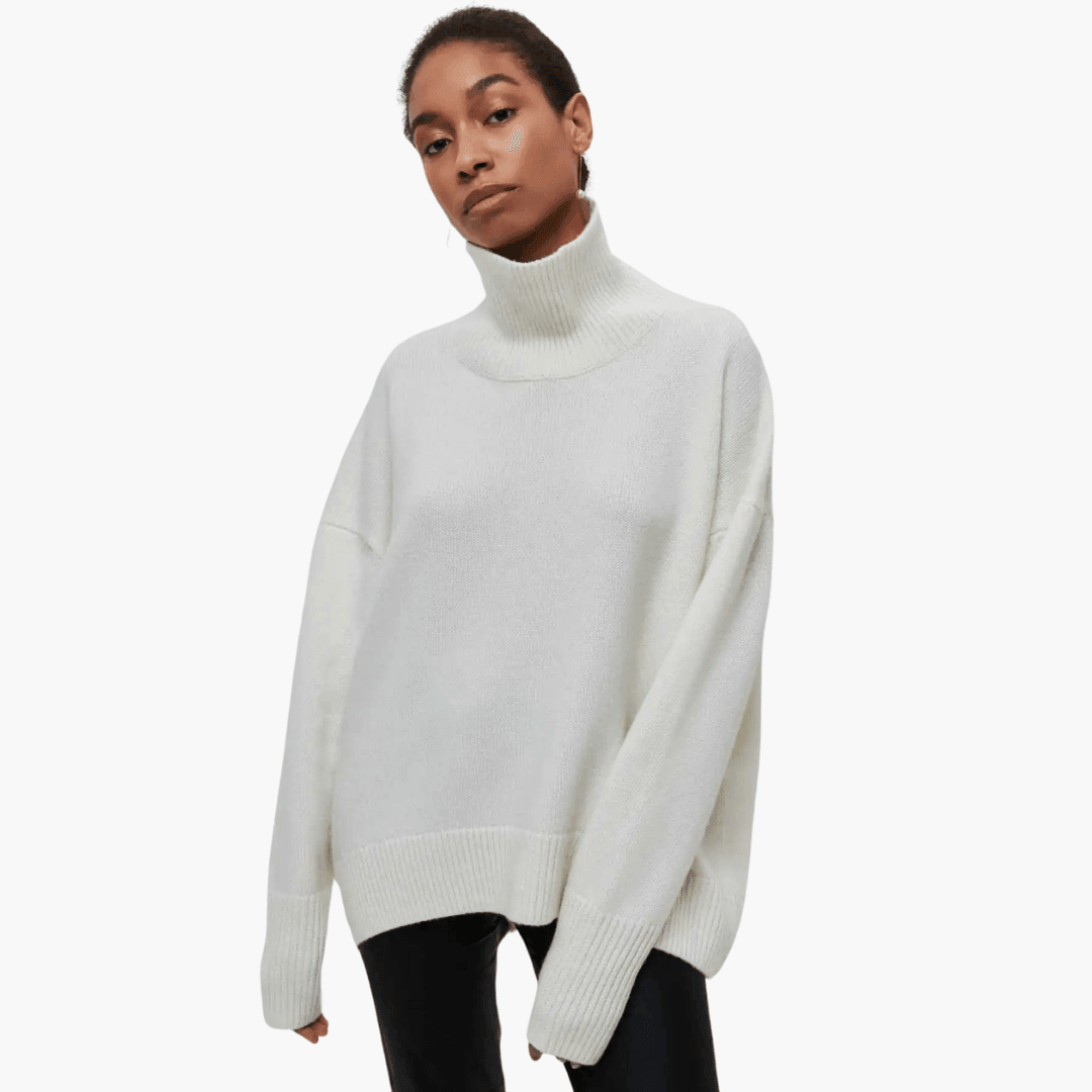 Slim Fit Turtleneck Jumper for Women - Ribbed Knit Style