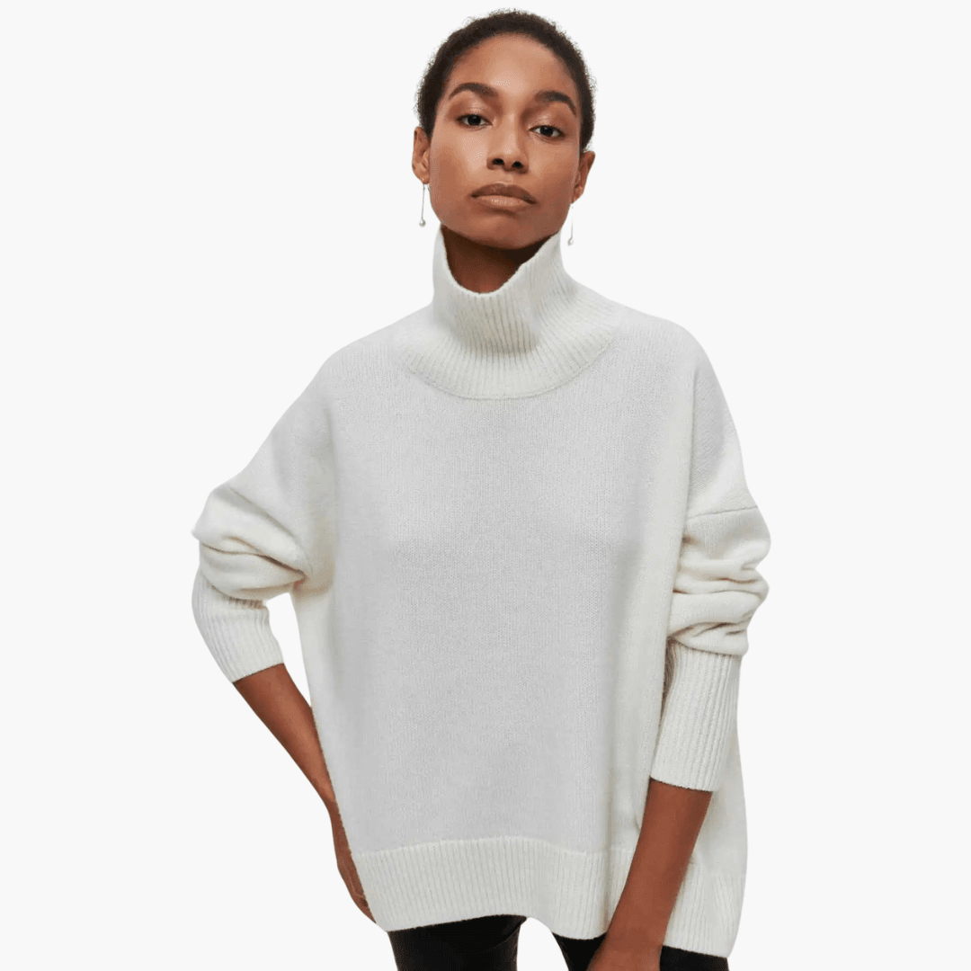 Slim Fit Turtleneck Jumper for Women - Ribbed Knit Style