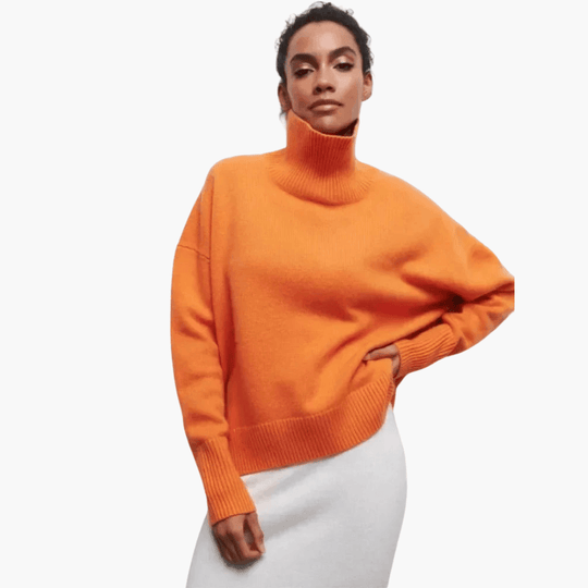 Slim Fit Turtleneck Jumper for Women - Ribbed Knit Style
