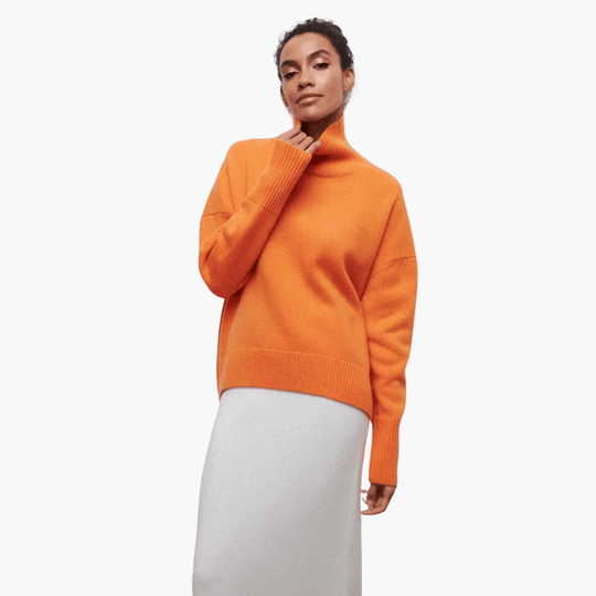 Slim Fit Turtleneck Jumper for Women - Ribbed Knit Style