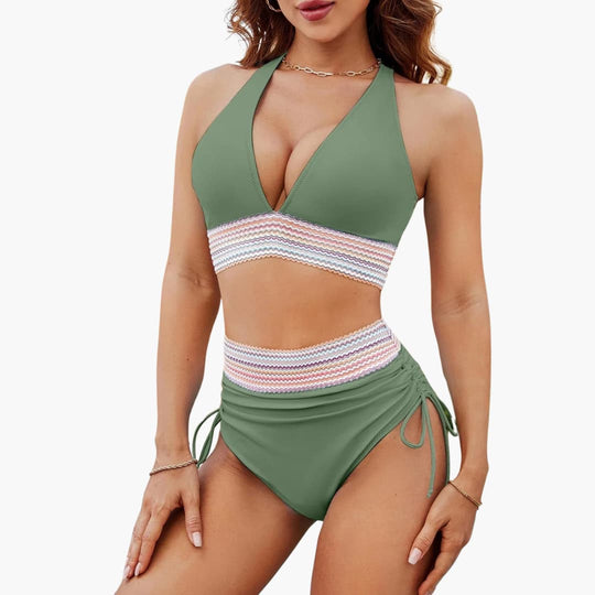 Elegant high-waisted bikini set - for women with tummy control