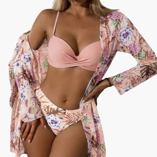 3-piece bikini set - for women with sarong and tummy control
