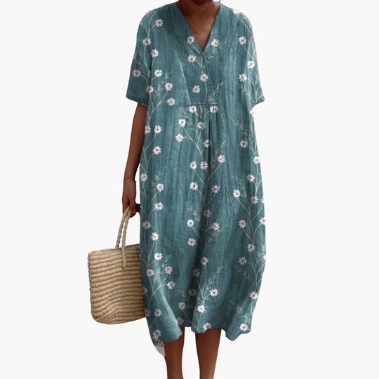 Floral Summer Midi Dress - Lightweight Cotton for Women