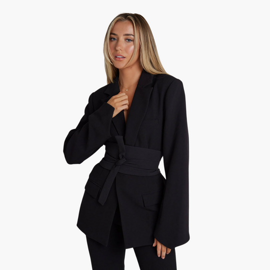Blazer with Belt for Women - Stylish Tailored Design - IsabellaMae