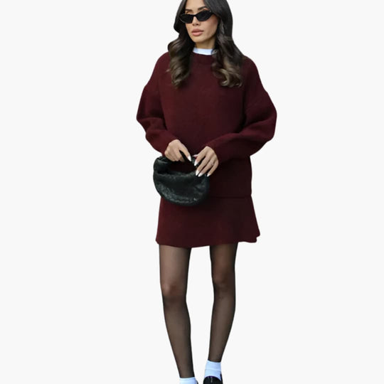 Ivy | Elegant 2-Piece Matching Sweater & Skirt Set