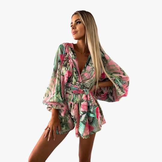 Tropical Wrap Playsuit - Lightweight Women’s Beach Outfit