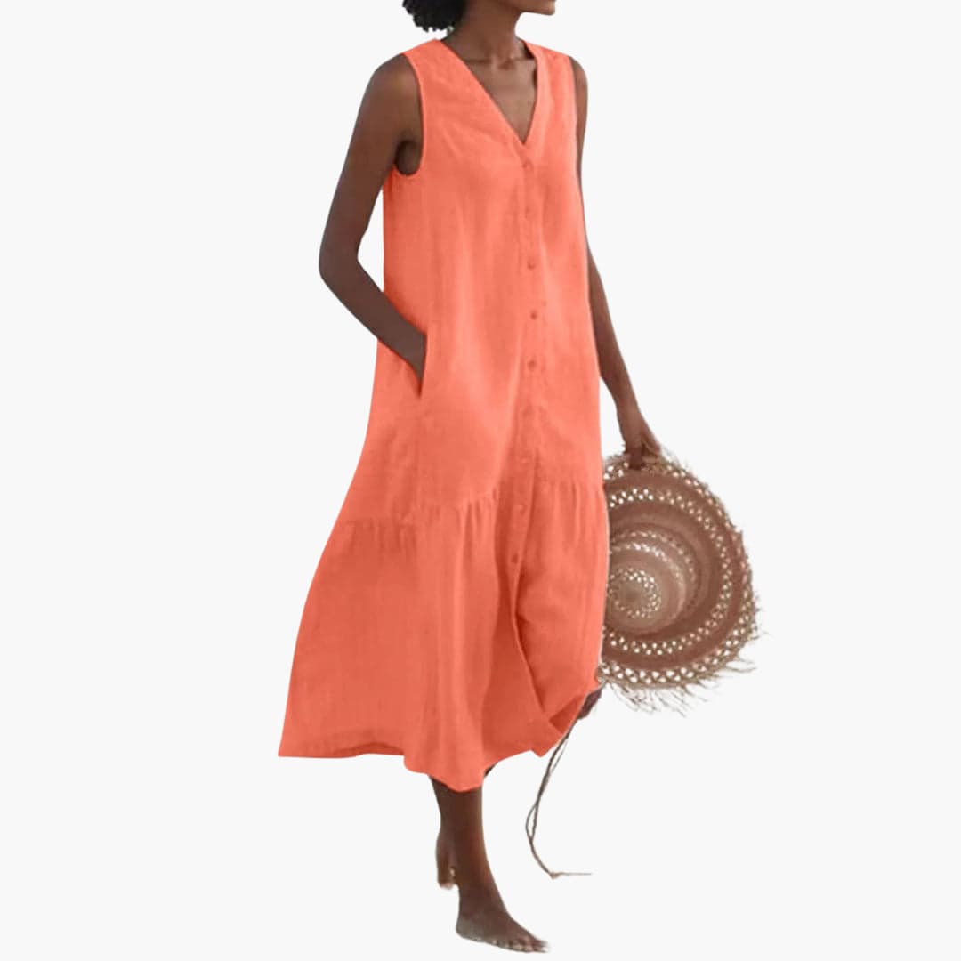 Button-Down Midi Dress for Women - Casual Summer Style - IsabellaMae