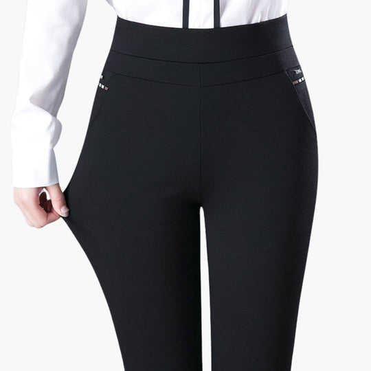 High Waisted Stretch Trousers for Women - Slim Fit Office