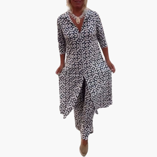 Geometric Two-Piece Set for Women - Stylish Matching Co-ord