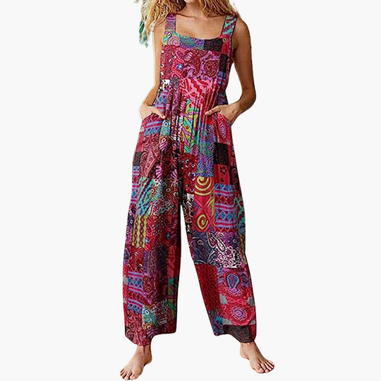 Airy summer jumpsuit - stylish design for women with patchwork