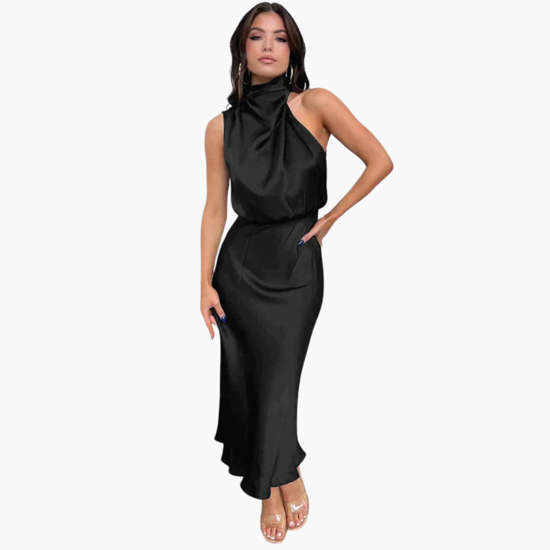 Chic Halter Neck Dress for Women - Elegant Evening Look