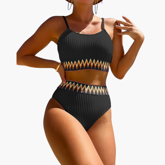 Ribbed High Waist Bikini - Women’s Flattering Swimwear Set