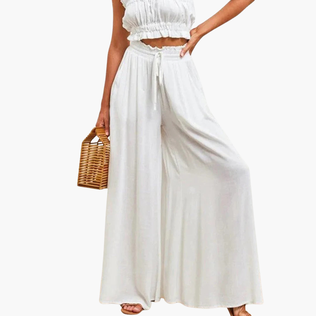 Elegant Wide-Leg Summer Trousers - Women's Lightweight Fit