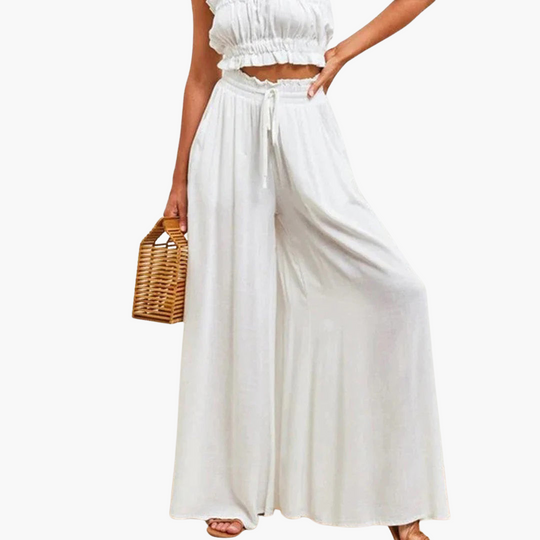 Elegant Wide-Leg Summer Trousers - Women's Lightweight Fit