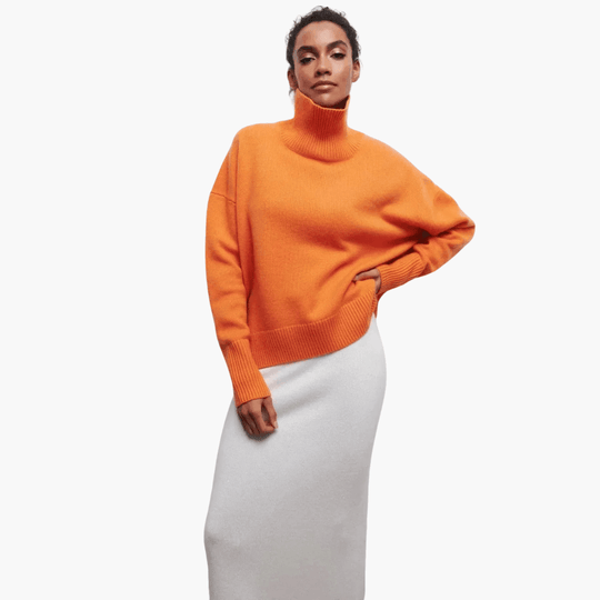 Slim Fit Turtleneck Jumper for Women - Ribbed Knit Style