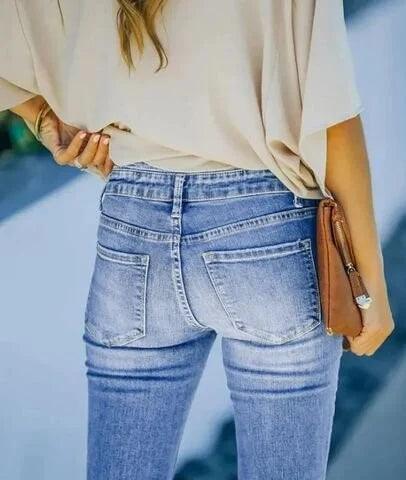 Liah - Denim High Waisted Trousers