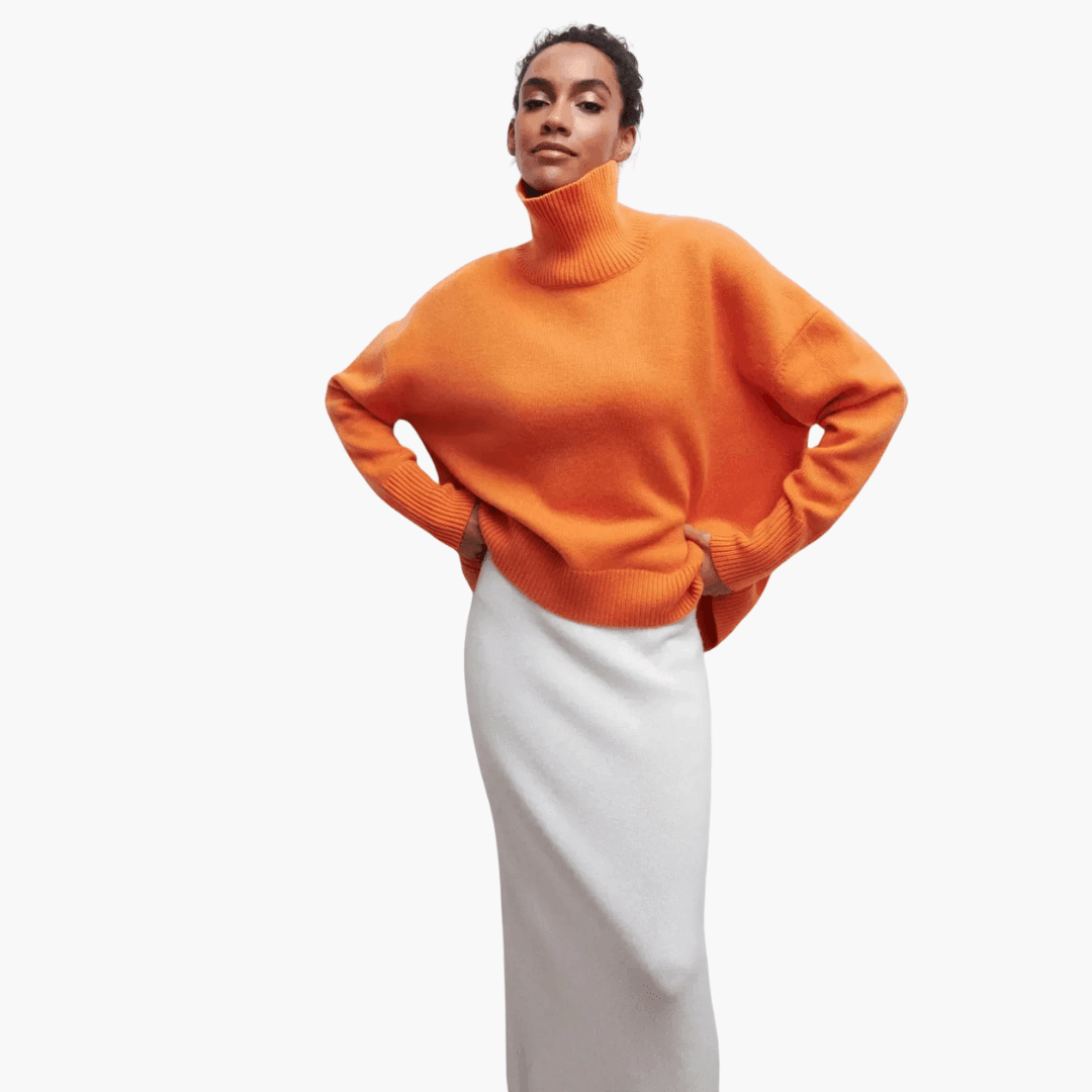 Slim Fit Turtleneck Jumper for Women - Ribbed Knit Style
