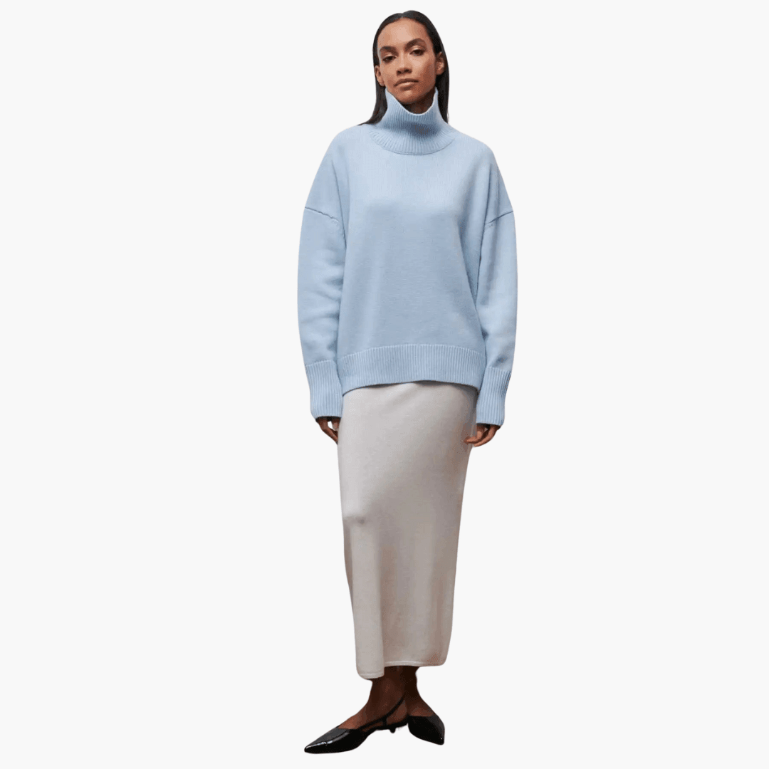 Slim Fit Turtleneck Jumper for Women - Ribbed Knit Style