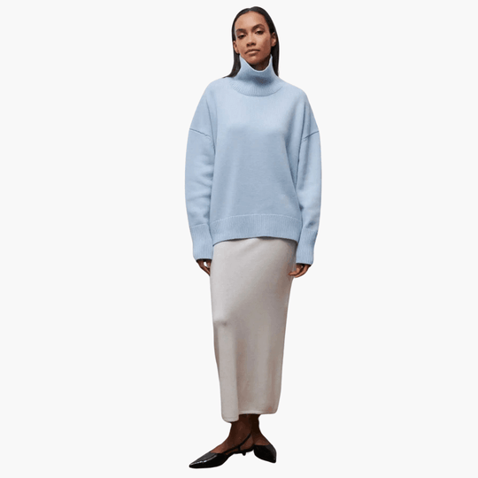 Slim Fit Turtleneck Jumper for Women - Ribbed Knit Style