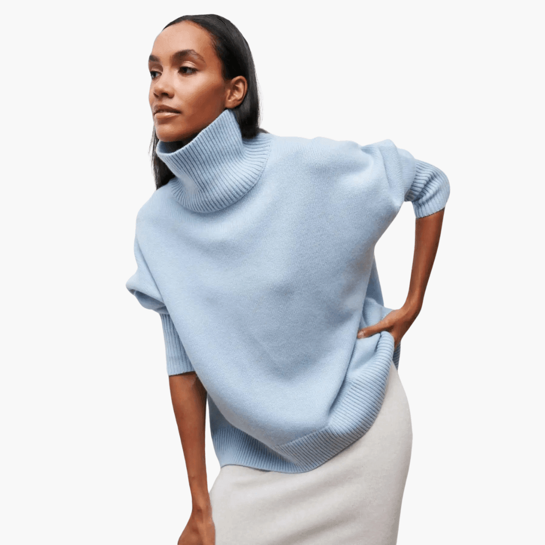 Slim Fit Turtleneck Jumper for Women - Ribbed Knit Style