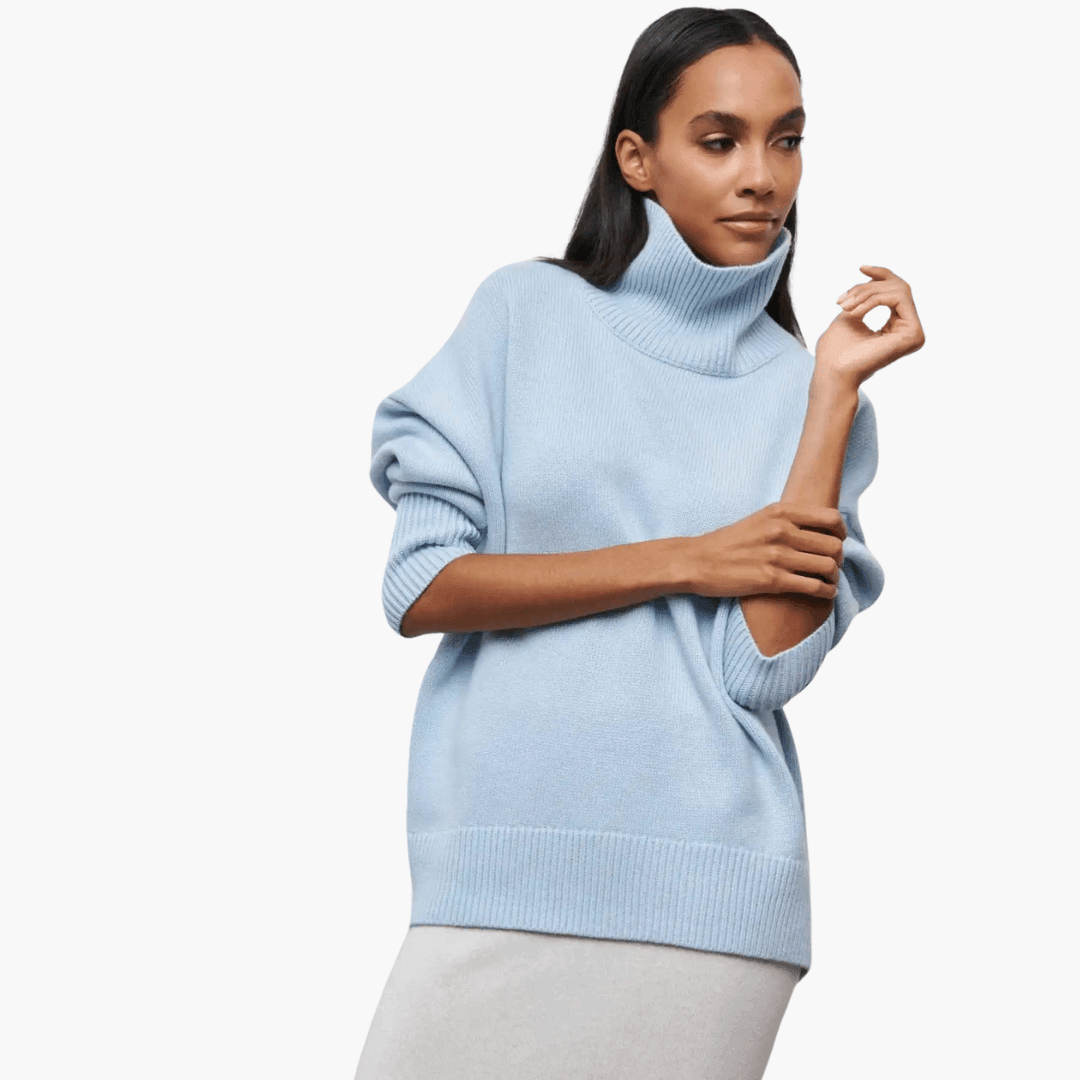 Slim Fit Turtleneck Jumper for Women - Ribbed Knit Style