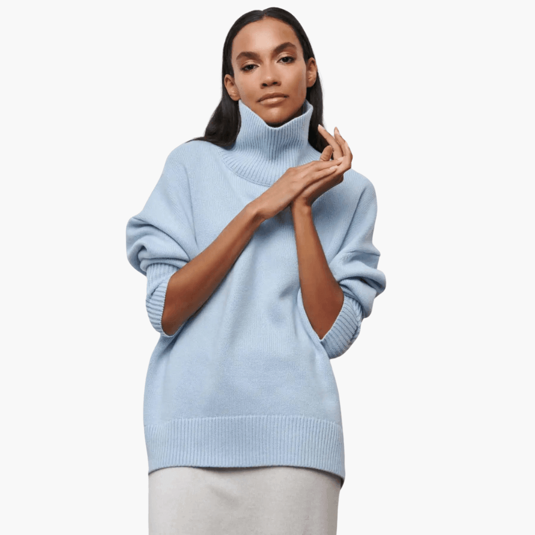 Slim Fit Turtleneck Jumper for Women - Ribbed Knit Style