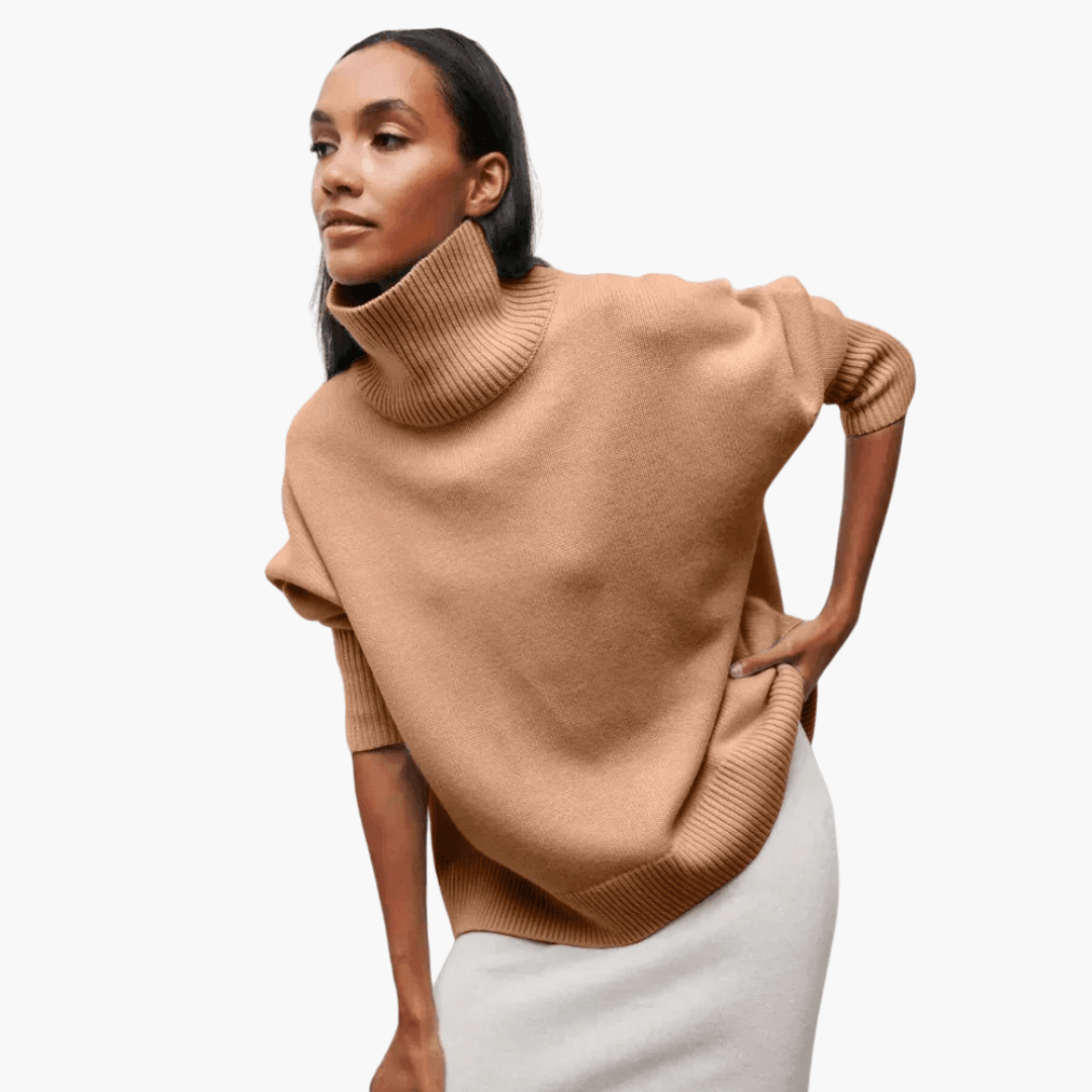Slim Fit Turtleneck Jumper for Women - Ribbed Knit Style