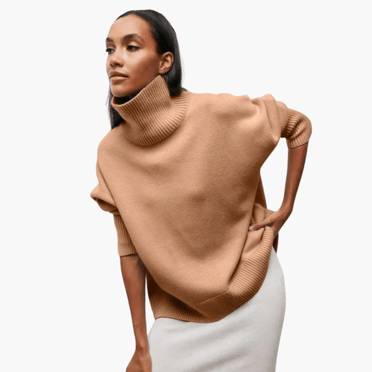 Slim Fit Turtleneck Jumper for Women - Ribbed Knit Style