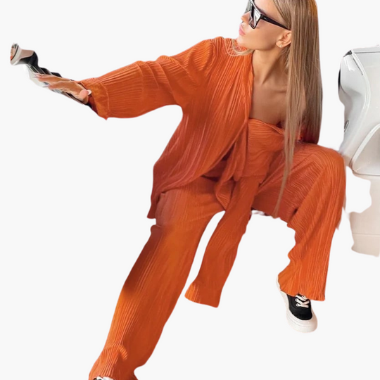 Elegant Pleated Co-ord Set - Women's Summer Outfit