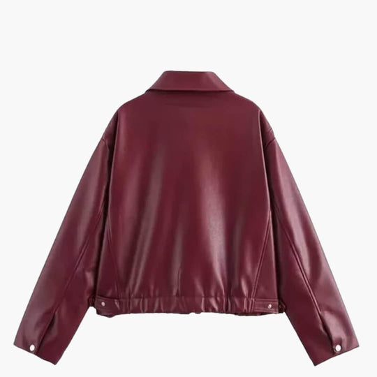 Textured Bomber Jacket for Women - Zip Up with Chic Collar