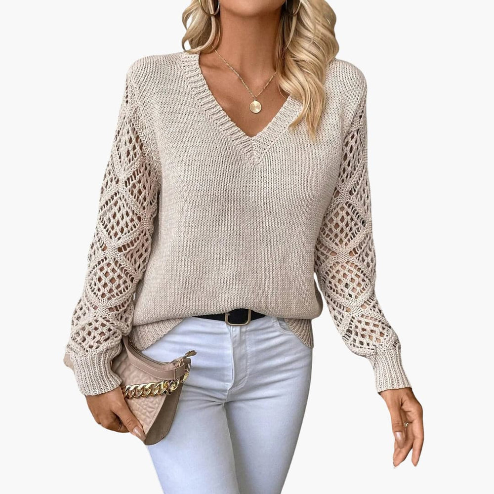 Jade | Stylish V-Neck Sweater With Handmade Details