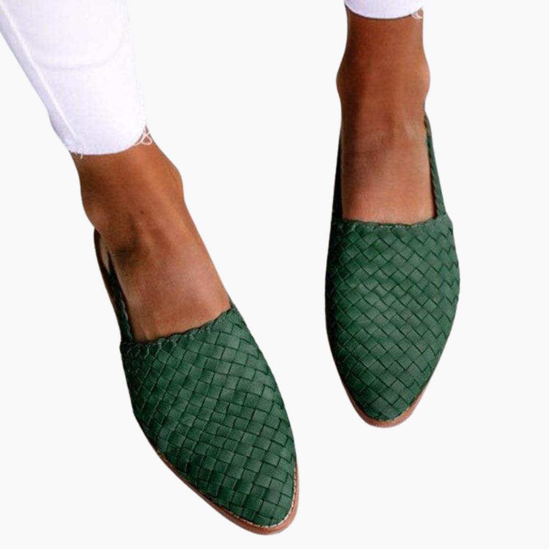 Braided Leather Slingbacks for Women - Flat Summer Shoes - IsabellaMae