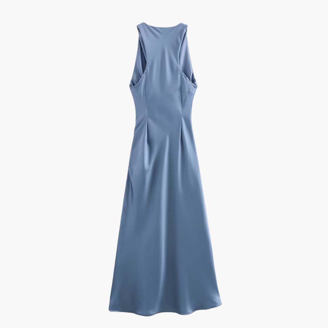 Cowl Neck Midi Dress for Women - Ruched Waist Party Style