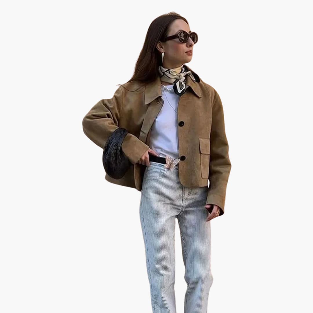Trendy Button-Up Jacket - Women's Casual Smart Outerwear