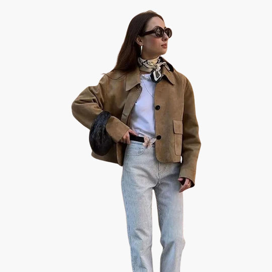 Trendy Button-Up Jacket - Women's Casual Smart Outerwear