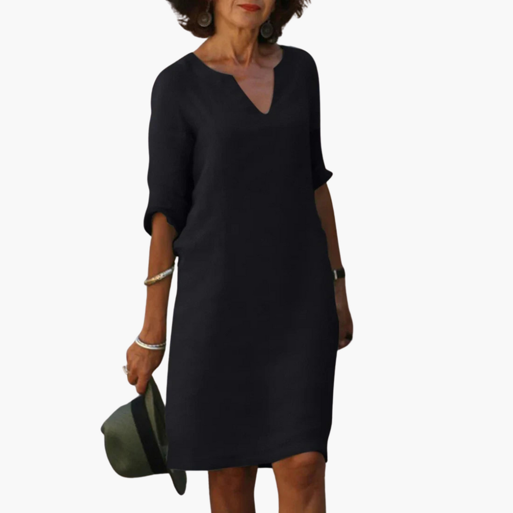 V-neck 3/4 Sleeve Mini Dress for Women - Casual Summer Style