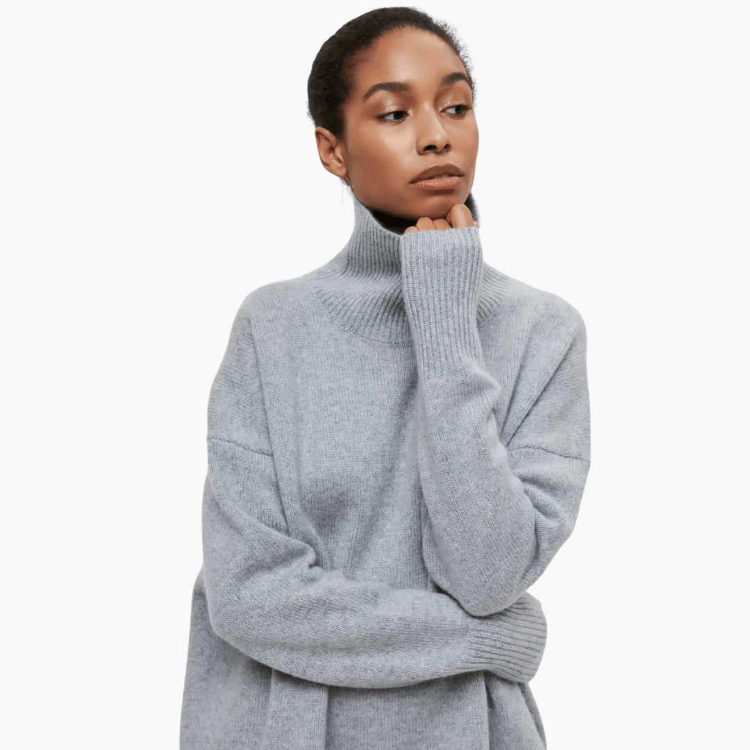 Slim Fit Turtleneck Jumper for Women - Ribbed Knit Style