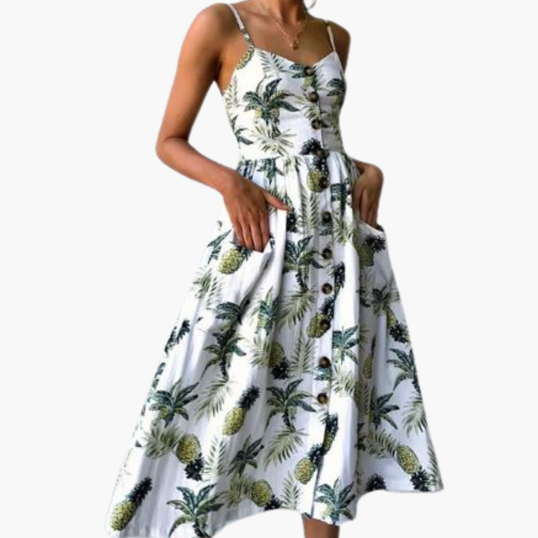 Printed Beach Midi Dress - Women's Sexy Summer Holiday Wear