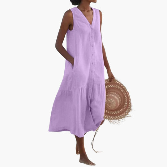 Button-Down Midi Dress for Women - Casual Summer Style - IsabellaMae