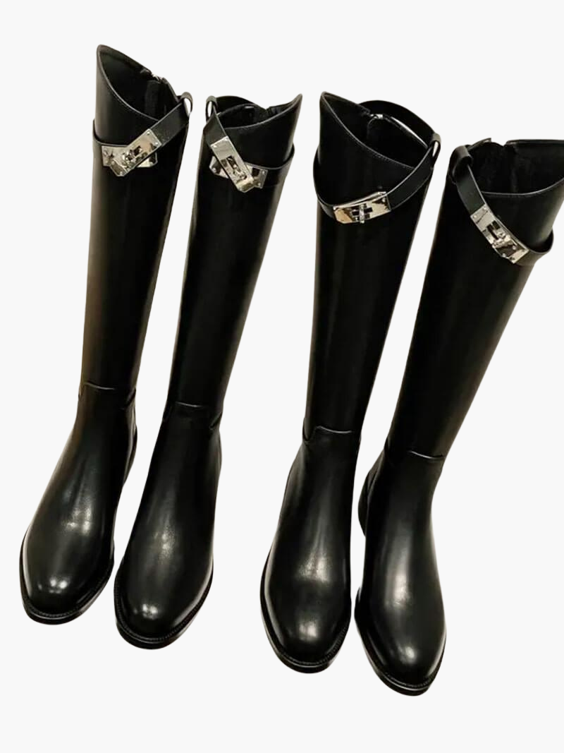 Elegant Leather Knee High Boots - Women's Classic Riding Style