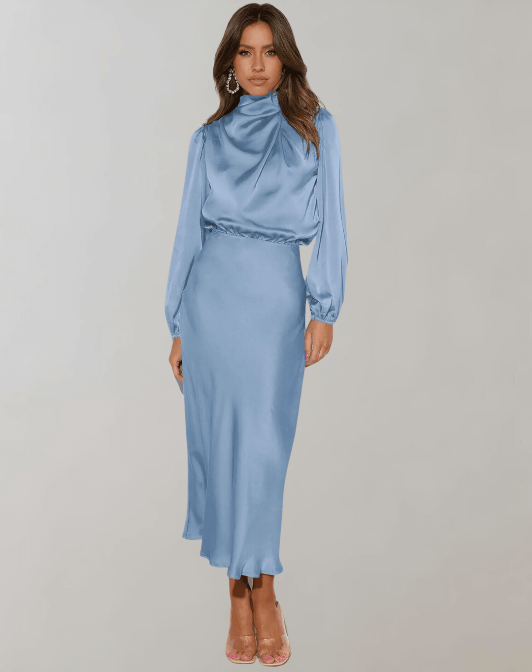 Bella - Long-Sleeved Satin Dress