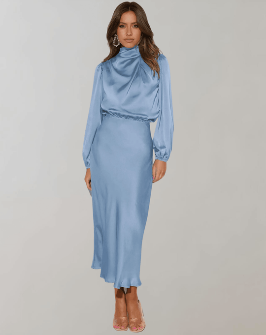 Bella - Long-Sleeved Satin Dress